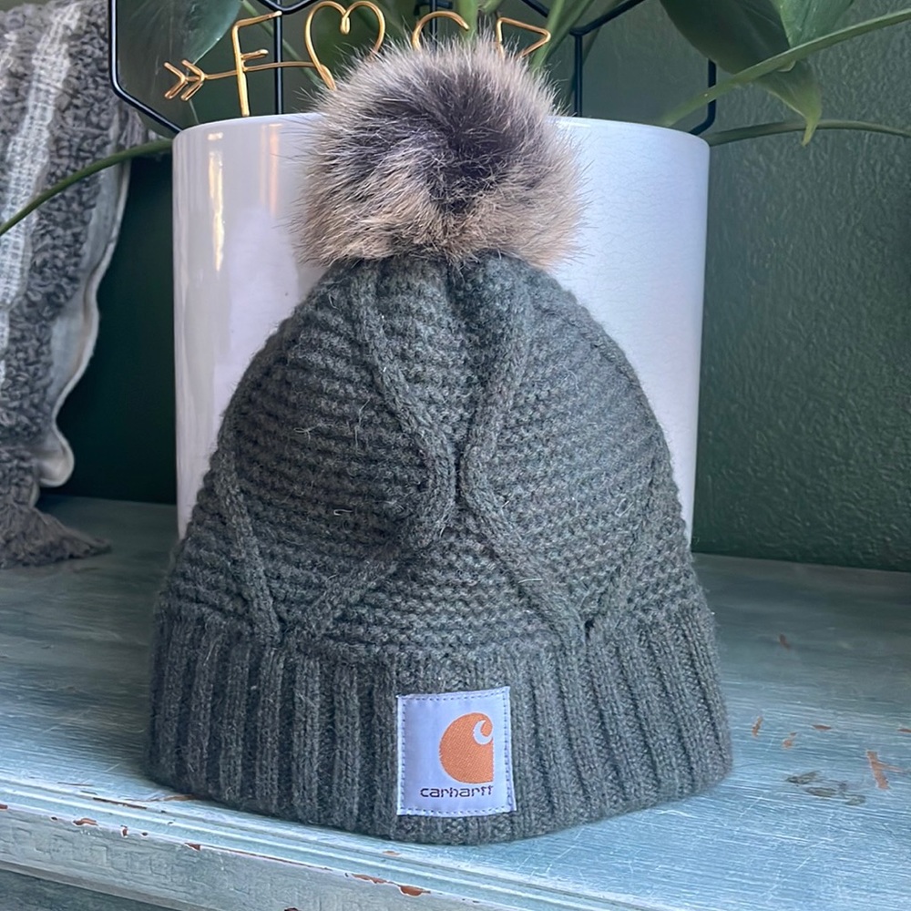 Carhartt Women's Olive Knit Pom Beanie